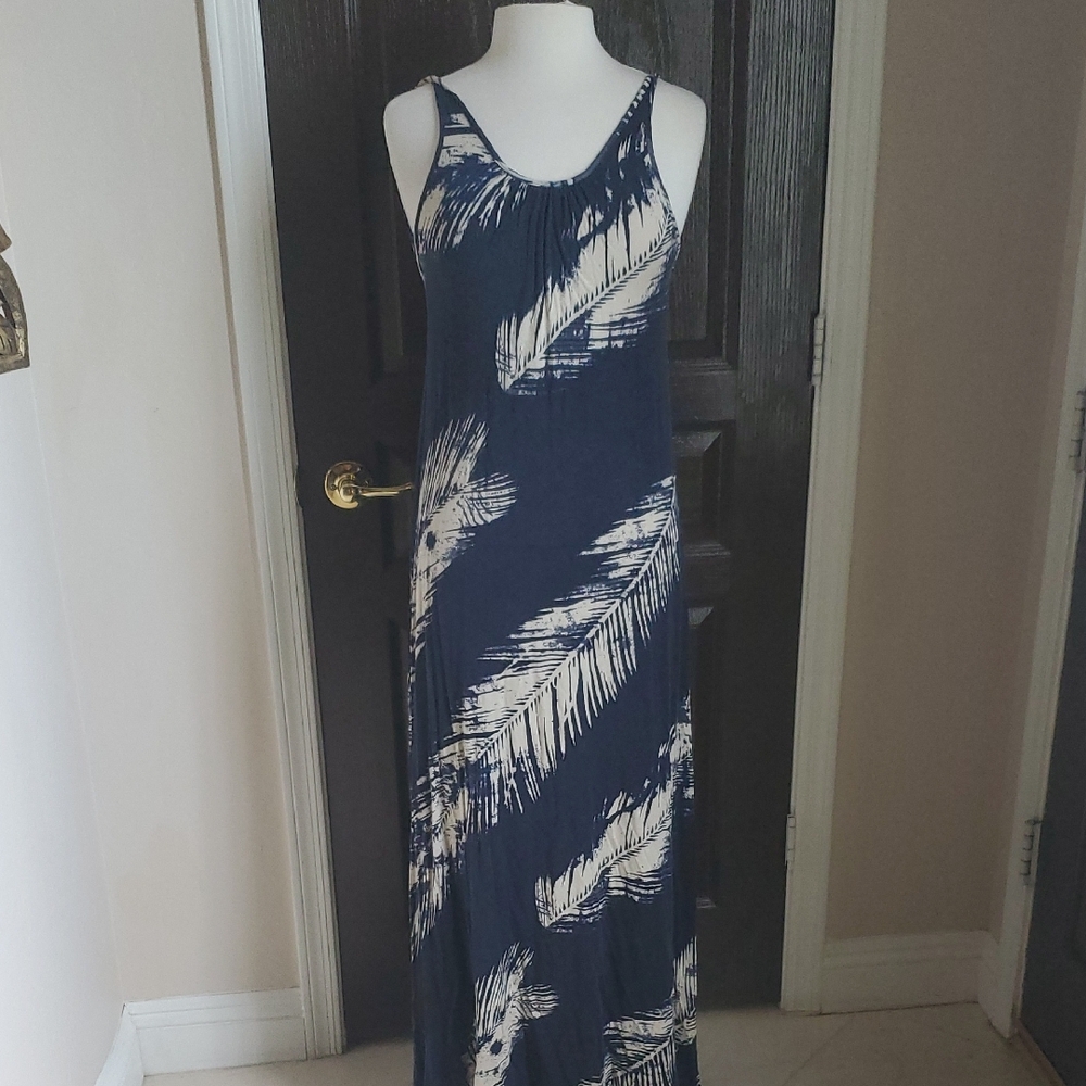 Phanuel Navy and White Maxi Dress